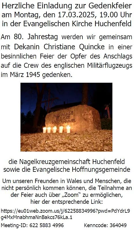 Einladung Gedenkfeier 17.03.2025, 19.00 Uhr